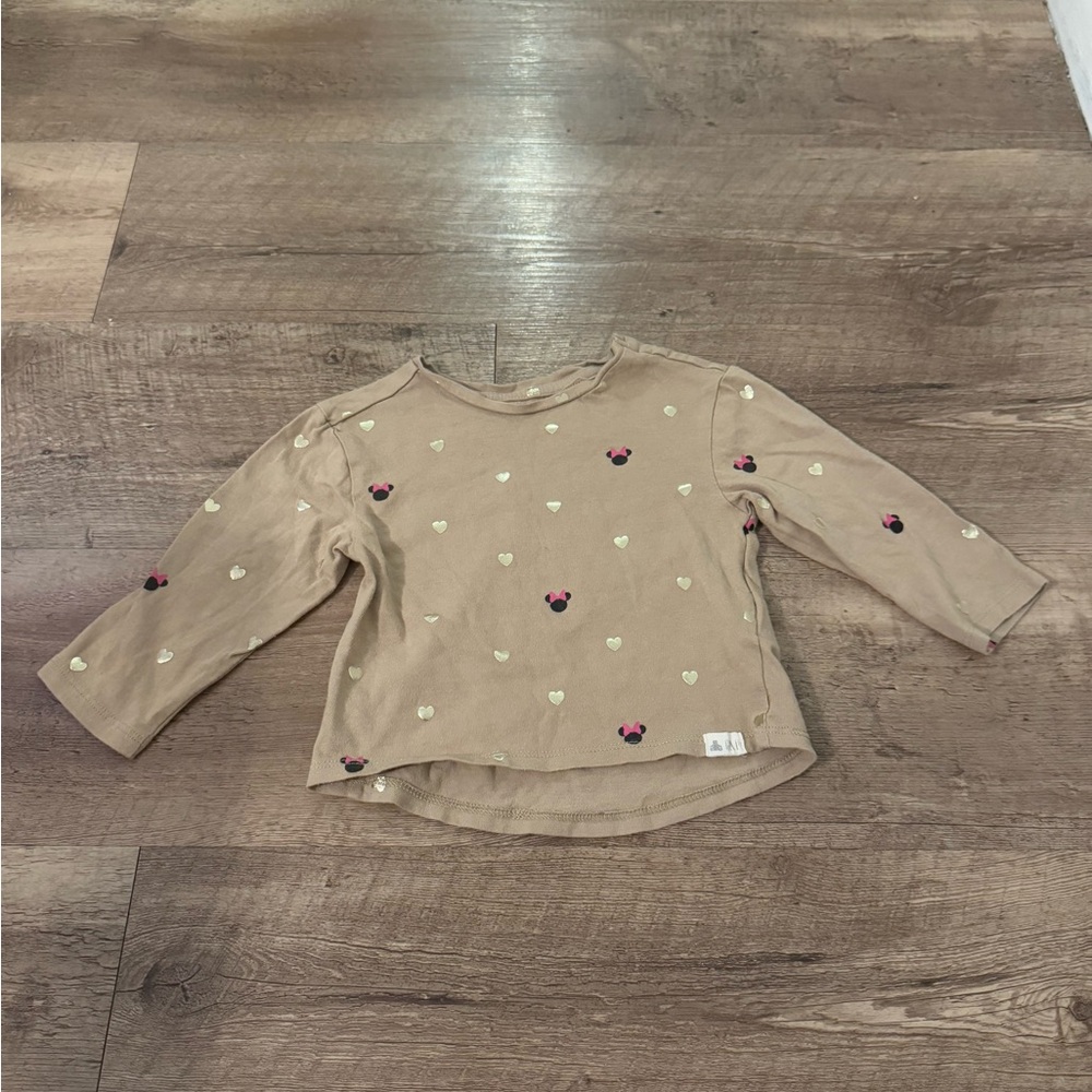 GAP Tan Long Sleeve Tee with Playful Pattern